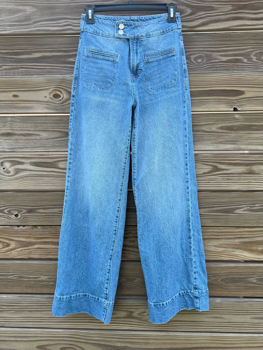 Habitual Blue Denim Jeans Wear Long/Cuffed High Waist Wide Leg Womrnd SZ 0/25